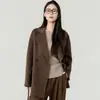 Nuevo Abrigo de Forro Polar Doble Cara Otoño/Invierno 2026 para Mujer de Longitud Media Forma de Capullo Holgado Adelgazante 100% Tejido de Lana Ropa de Abrigo