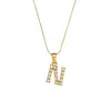 Joyería de Colgante de Moda Versátil Popular Transfronteriza Europea y Americana Acero Inoxidable Chapado en Oro de 18K Cadena de Serpiente Fina Collar de Letra de Circón