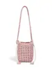 Bolso Cruzado de Mujer Único y Elegante con Nudo de Molino Calado Tejido con Cierre de Cordón, Bolso Cubo, Estilo Vacacional, Versátil Casual