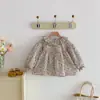 Novos Looks Estilo Coreano para Irmãs, Macacão com Gola de Renda para Bebê Menina, Macacão de Algodão, Blusa Top com Manga Bufante para Menina
