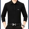 Outono 2024 Nova Camiseta de manga comprida Polo masculina All-match Moda Trendy Business Lapel Casual Top