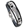 Nuevo Pulsera de Cuero Trenzado Estilo Punk Europeo y Americano Pulsera de Cuero con Alas de Ángel y Pluma Suministro para Comercio Electrónico Transfronterizo