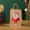 Saco de Papel Kraft de Natal Saco de Papel Kraft de Natal Saco de Presente de Natal Rena Neve Árvore de Natal Bolsa Tote de Natal