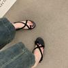Sandalias Planas Versátiles de Estilo Coreano Ins con Tira Cruzada para Mujer, Sandalias Romanas Planas Casuales de Playa para Verano