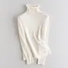 Suéter de Tricô Feminino 100% Caxemira Gola Alta Solto Casual Simples Versátil Camada Base Novo Estilo Outono e Inverno