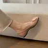 Primeiro Encontro Sapatos Rasos Quadrados Sazonais Franceses com Salto Escondido para Mulheres Novo Estilo 2026 Solado Macio Bico Quadrado Estilo Elegante e Gentil
