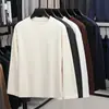 Camiseta Casual de Manga Longa para Homens 2025, Novo Estilo Outono, Camiseta Básica Térmica de Lã com Gola Redonda, Moletom de Cor Sólida, Moderno e Versátil
