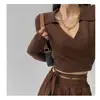 Top de punto de moda con cuello alto para mujer, otoño/invierno 2026, con cintas cruzadas en la cintura, camiseta básica, blanco talla única, negro