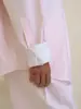Conjunto de Camisa de Manga Larga a Rayas con Cuello y Bolsillos y Pantalones con Cintura Elástica, Nuevo Estilo Europeo y Americano Transfronterizo Otoño/Invierno 2026 con Bloques de Color