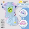Adorable y lindo traje de baño de dos piezas para niñas, lindo traje de baño transpirable para la playa para niñas con mangas cortas en forma de corazón y shorts tipo bóxer