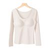 [Alta calidad] Calentamiento de Ropa interior térmica de terciopelo para mujer ropa de otoño pantalones largos camisa base de lana seda para mujer traje cálido