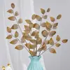 Hojas de ceja artificiales de 3 puntas, plantas verdes artificiales, hojas de otoño artificiales, hojas de manzano para paredes decorativas, hojas artificiales para arreglos florales