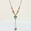Estilo Étnico Retro Colgante de Corazón Cadena para Suéter Larga Hecha a Mano Ajustable Forma de Corazón Cerámica Accesorios de Collar para Mujeres