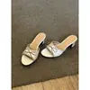 Sandalias tejidas de tacón alto con lazo retro, puntera abierta, tacón grueso, estilo francés elegante para uso en exteriores