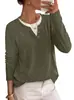 Moda Feminina Europeia e Americana Nova Amazon Cross-Border Outono/Inverno 2026 Gola Redonda Suéter Falso Manga Longa Bloco de Cores Canelado Solto