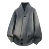 Suéter Cardigan Irregular com Decote V Novo Outono/Inverno Moda Jovem Tendência Tricô Casual Solto Jaqueta