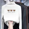 Y2164# camiseta interior de terciopelo para niñas cuello semi-alto ropa de otoño invierno camiseta de manga larga con forro polar para niños grandes cálida T