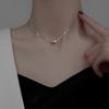 Collar de Acero de Titanio Elegante a la Moda Estilo Coreano Colgante en Forma de Corazón Cadena Simple de Oro de 18K Cadena de Caja Collar de Frijol de Acacia para Mujer