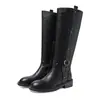 Botas de Cavaleiro de Couro Bovino de Primeira Camada para Mulheres, Botas Altas para Outono e Inverno, Novas Mangas de Couro Genuíno com Bico Redondo, Botas Retas Acima do Joelho para Mulheres