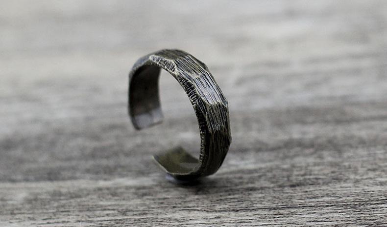 复古切面开口戒指