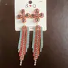 Brincos de Corrente Longa com Garras Exageradas Elegantes de Prata S925 com Strass para Mulheres Brincos com Franjas de Diamante Colorido Europeus e Americanos Brincos da Moda