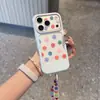 Nueva Funda de Teléfono de Lunares de Colores Compatible con Apple 17promax Correa de Cuentas de Colores para Niñas 16/15 Bloque de Color Ventana Grande