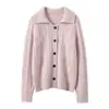 Cárdigan de cachemir con cuello de punto trenzado para mujer, Nuevo abrigo grueso de punto trenzado vintage Otoño/Invierno 2026
