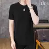 Camiseta de Manga Corta de Seda de Hielo para Hombre, Top Delgado Transpirable de Verano de Moda, Camiseta de Talla Grande, Camiseta de Manga Corta para Hombre