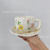 Caneca de Cerâmica Pintada à Mão Caneca de Leite Cor Esmalte Inferior Conjunto de Xícara e Pires de Café de Natal Caneca de Água Estilo Ins Xícara de Chá