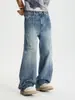 Ropa de Hombre Fengshe / Novedad Primavera 2026 Estilo Americano Moderno Holgado Línea A Pierna Recta Jeans Lavado Natural