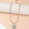 Colar Feminino Transfronteiriço Concha Caracol Aço Inoxidável Colar Luxo Leve Versátil Cerâmica Pedra Vulcânica Corrente de Clavícula Aço Inoxidável