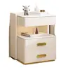 Mueble Modelo Nuevo 2026 Mesita de Noche Inteligente para Dormitorio con Carga Inalámbrica, Cerradura de Huella Dactilar, Gabinete de Almacenamiento para Mesita de Noche con Cerradura de Contraseña