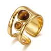 Populares en Europa y América, anillos estilo Maillard, anillos de piedra natural geométricos irregulares, joyería de estilo exótico moderna y única para mujer
