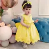Itens Quentes de Venda TransfronteiriçaVestido Infantil com Renda e Laço, Vestido Princesa Sem Mangas para Crianças Pequenas, Adequado para Todas as Estações