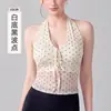 Top de tirantes de malla con estampado de lunares para Yoga con almohadillas en el pecho, Ropa exterior casual, Sujetador deportivo para mujer para Fitness y Belleza de la espalda