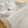 2026 Novo Modelo Grau A Imitação de Cânhamo Algodão Linho Estilo Botão Vintage Lavado Algodão Estilo Liso Hotel e Pousada Capa de Edredom Individual