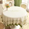 Mantel redondo estilo Ins, impermeable, a prueba de aceite, lavable, nuevo modelo 2025, de alta gama, lujo ligero, mantel floral para mesa de centro para uso doméstico