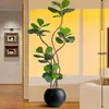 Plantas verdes artificiales de estilo vintage, higuera artificial para la sala de estar, ofreciendo una sensación de lujo ligero y alta gama, plantas verdes artificiales para decoración de interiores