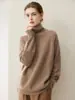 Suéter casual de cachemira de cuello alto para mujer con mangas raglán, 100% cachemira pura, grueso, jersey, tejido de punto holgado