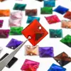 Resina Cuadrada Pedrería Cosida a Mano Hebilla Plana Colorida Agujero Doble Piedras Cosidas a Mano Ropa de Rendimiento DIY Accesorios de Boda Al por Mayor