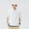 Nueva Camisa Polo de Manga Corta con Parches de Alta Resistencia para Hombre de Verano, Top Casual, Camisa de Manga Media con Cuello Campana y Mangas Raglán de Marca de Moda para Hombre