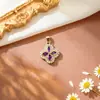 Colgante de trébol de cuatro hojas con diamantes completos, estilo vintage, resistente, colgante de circonita cúbica colorida, accesorios para collar y pulsera DIY, lujo ligero, flor tachonada de diamantes