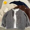 Suéter Infantil 2026 Otoño Nuevo Producto para Niños y Niñas, Suéter de Punto Trenzado Color Sólido, Cárdigan de Punto con Cuello Redondo para Bebé