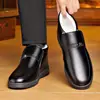 Zapatos Cálidos de Algodón de Invierno con Terciopelo y Engrosados, Zapatos Casuales para Hombre, Zapatos de Algodón y Cuero de Caña Alta, Zapatos para Papá de Mediana Edad y Adultos Mayores