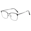 Montura de gafas de metal de medio aro para cejas, espejo plano anti-luz azul, se puede equipar con miopía, montura de gafas retro técnica para hombre de montura grande, productos nuevos