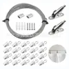 Cuerda de alambre de acero recubierta de plástico de acero inoxidable 304, código de suspensión fijo con tornillos, juego de accesorios para colgar ropa, tendedero, cortina