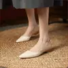 Sapatos Femininos Mules Baixos Versáteis Bico Fino Estilo Francês Primavera/Verão 2026 Novo Retro Cor Lisa Color Block
