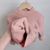 Otoño/Invierno 2026 Nuevo Ropa de Invierno Gruesa y Cálida para Niñas con Forro de Polar Integrado Ropa Interior de Punto Suéter