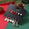 Pendientes de Navidad Juego de Seis Piezas Transfronterizo Nuevo Goteo de Aceite Creativo Europeo y Americano Guantes Pendiente de Casa con Árbol de Navidad Juego