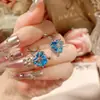Camellia Indústria Pesada Lolita Amor Zircônia Água-marinha Colar Conjunto Brilhante Coração Menina Brincos de Laço